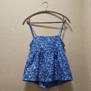 THML Blue Floral Tiered Romper